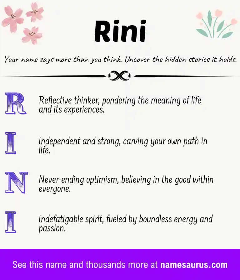 Acrostic poem about Rini.