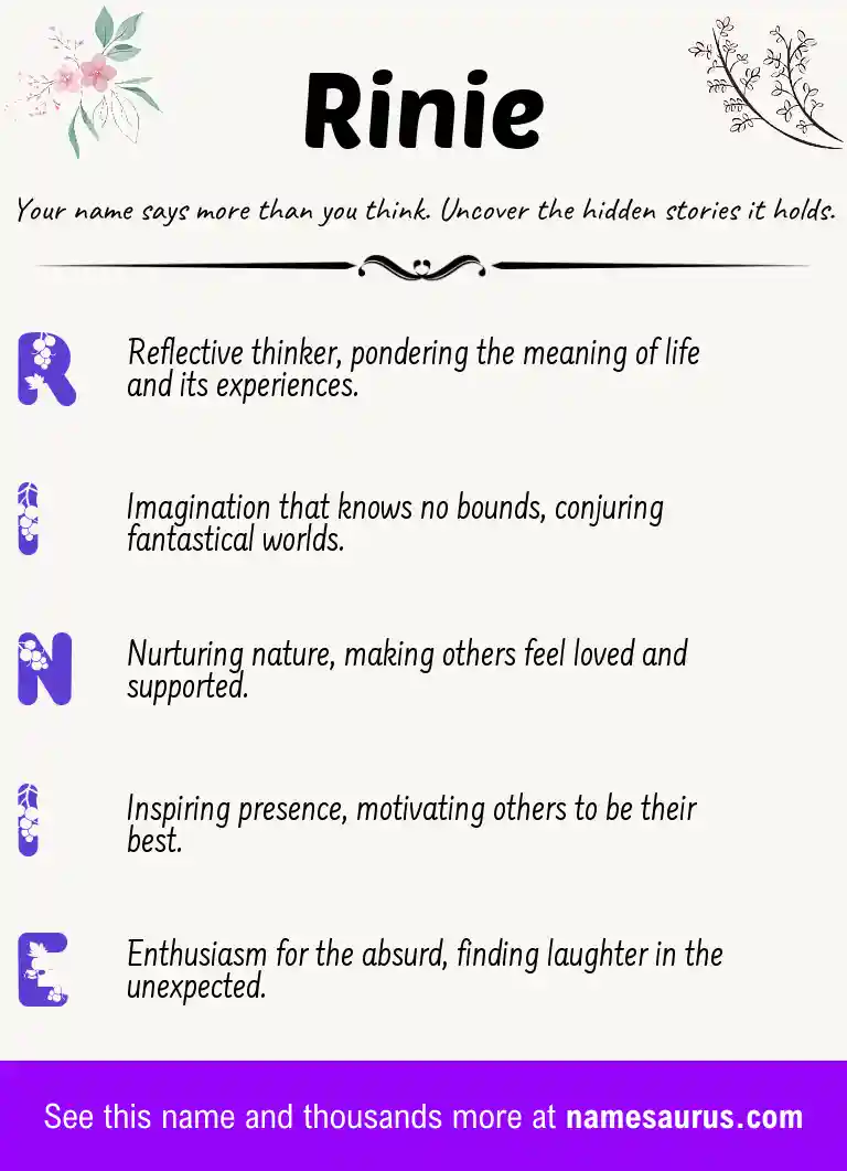 Acrostic poem about Rinie.