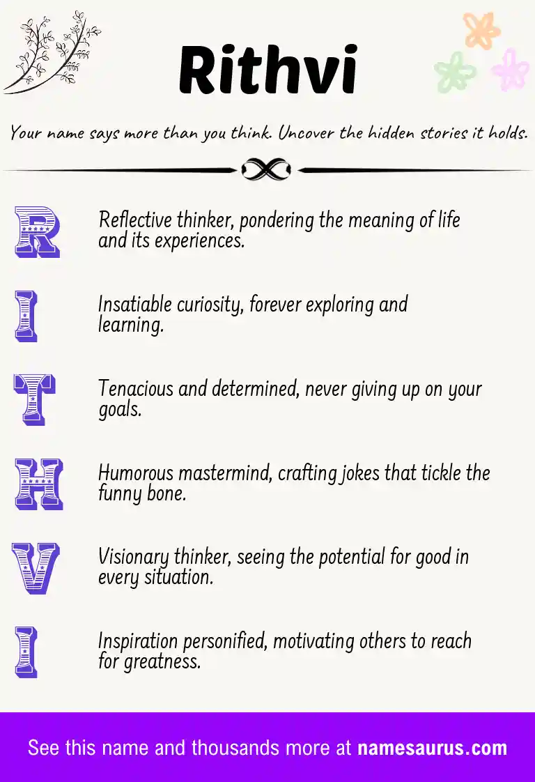 Acrostic poem about Rithvi.