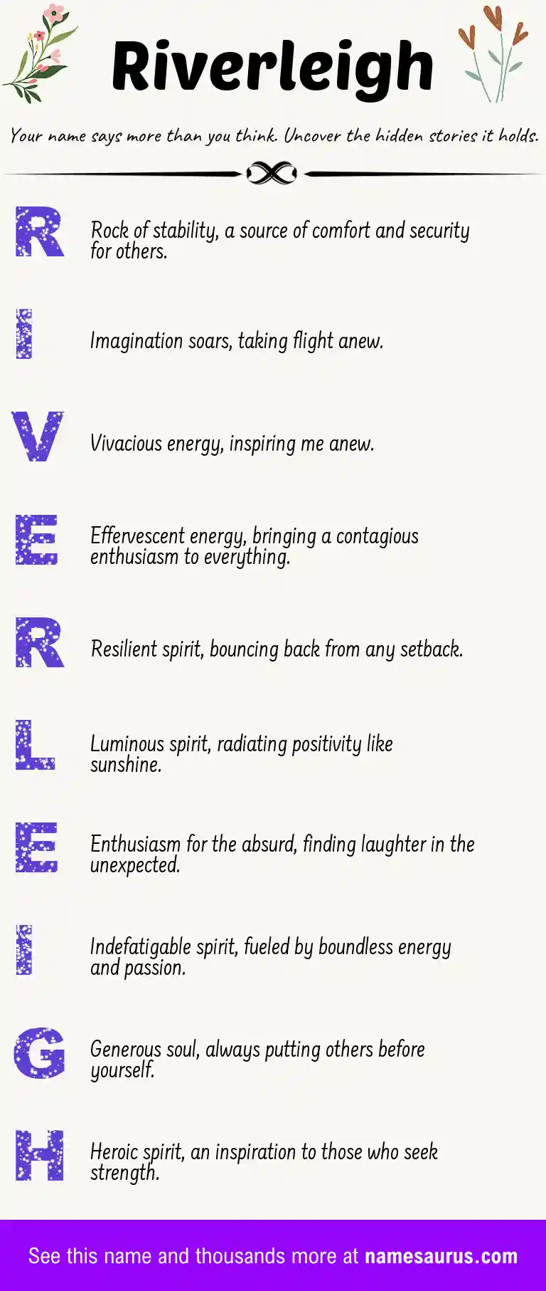 Acrostic poem about Riverleigh.