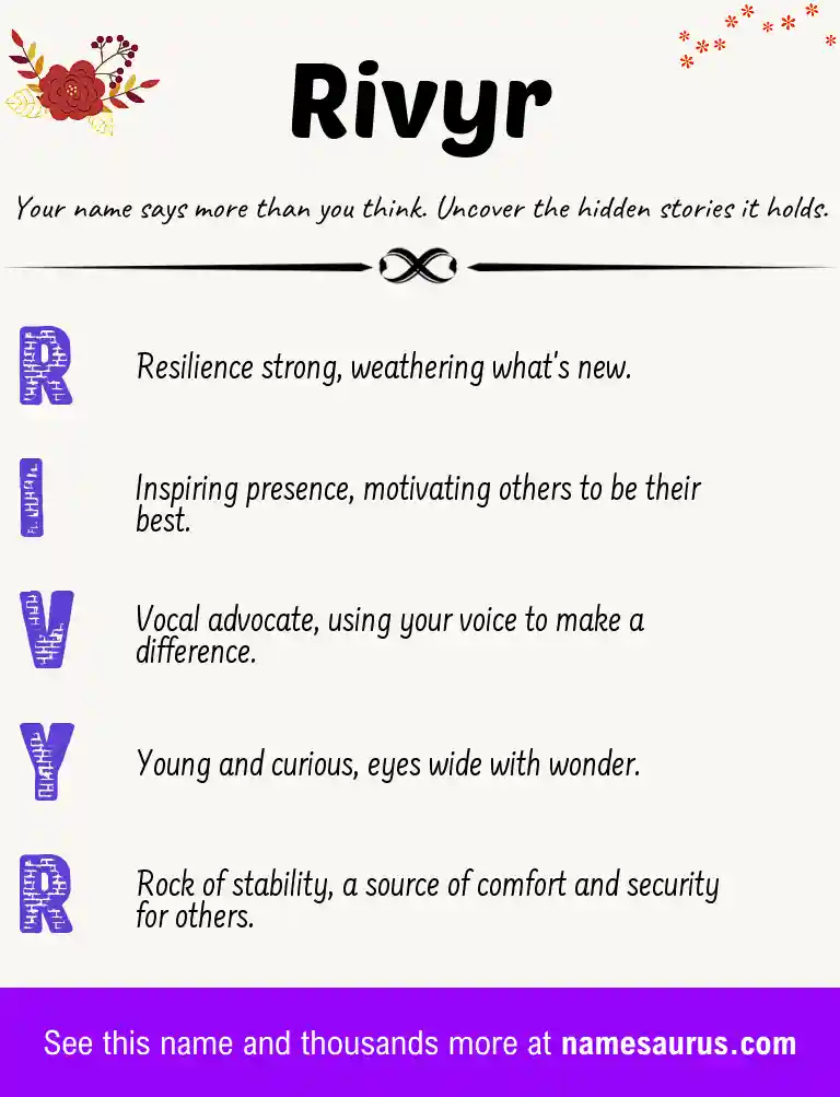 Acrostic poem about Rivyr.
