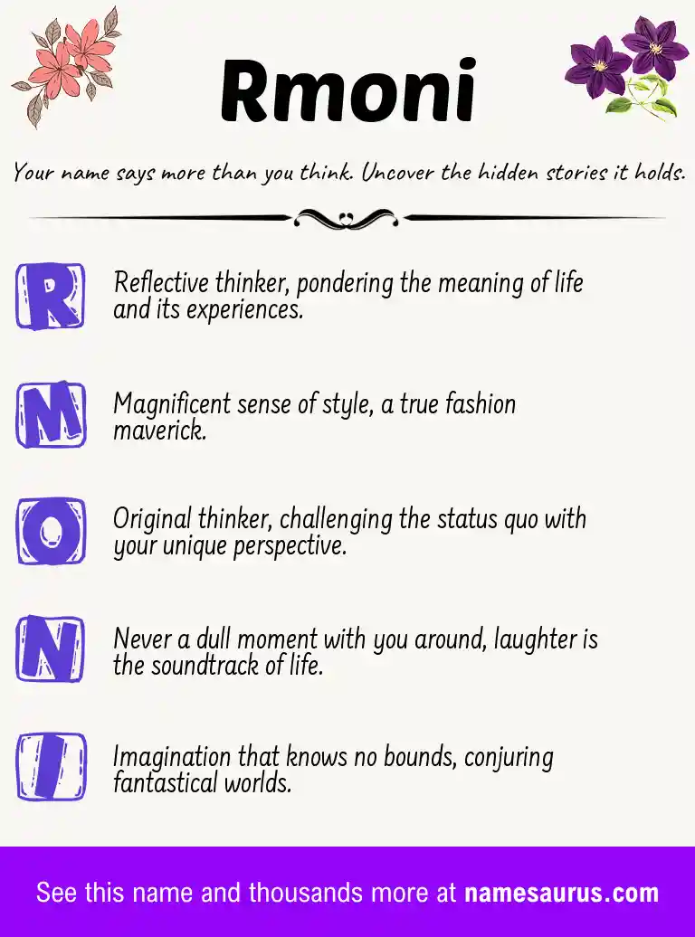 Acrostic poem about Rmoni.