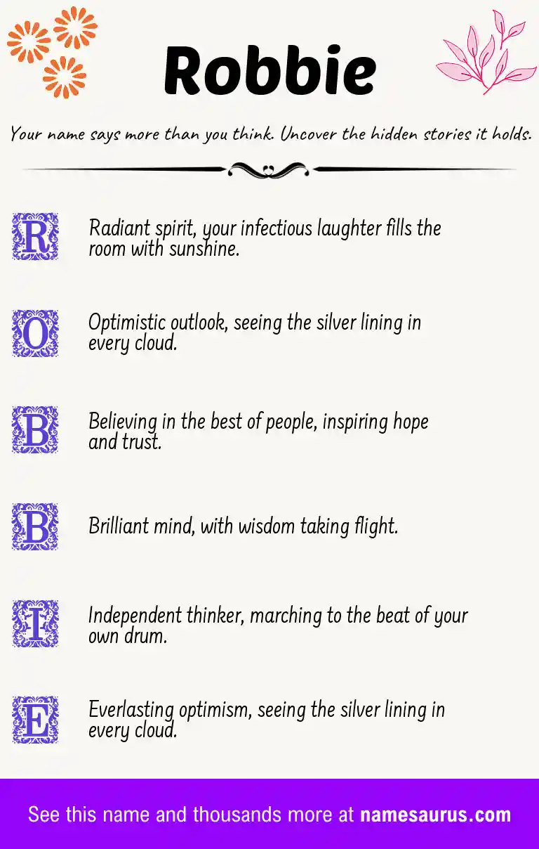 Acrostic poem about Robbie.