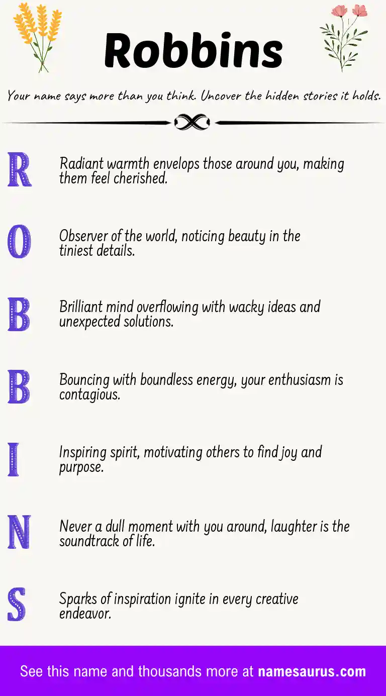 Acrostic poem about Robbins.