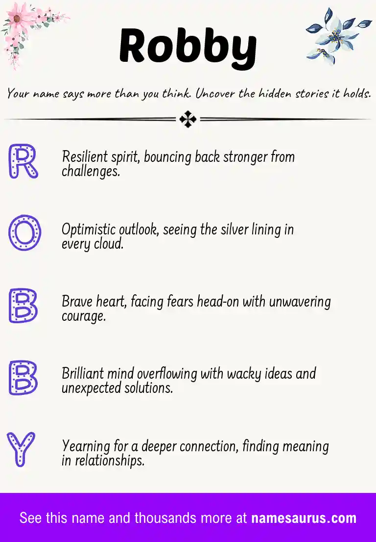 Acrostic poem about Robby.
