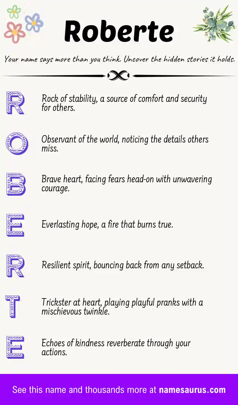 Acrostic poem about Roberte.