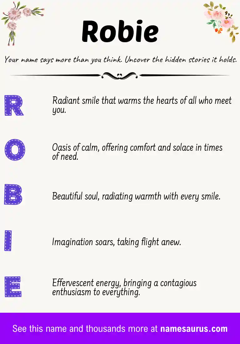 Acrostic poem about Robie.