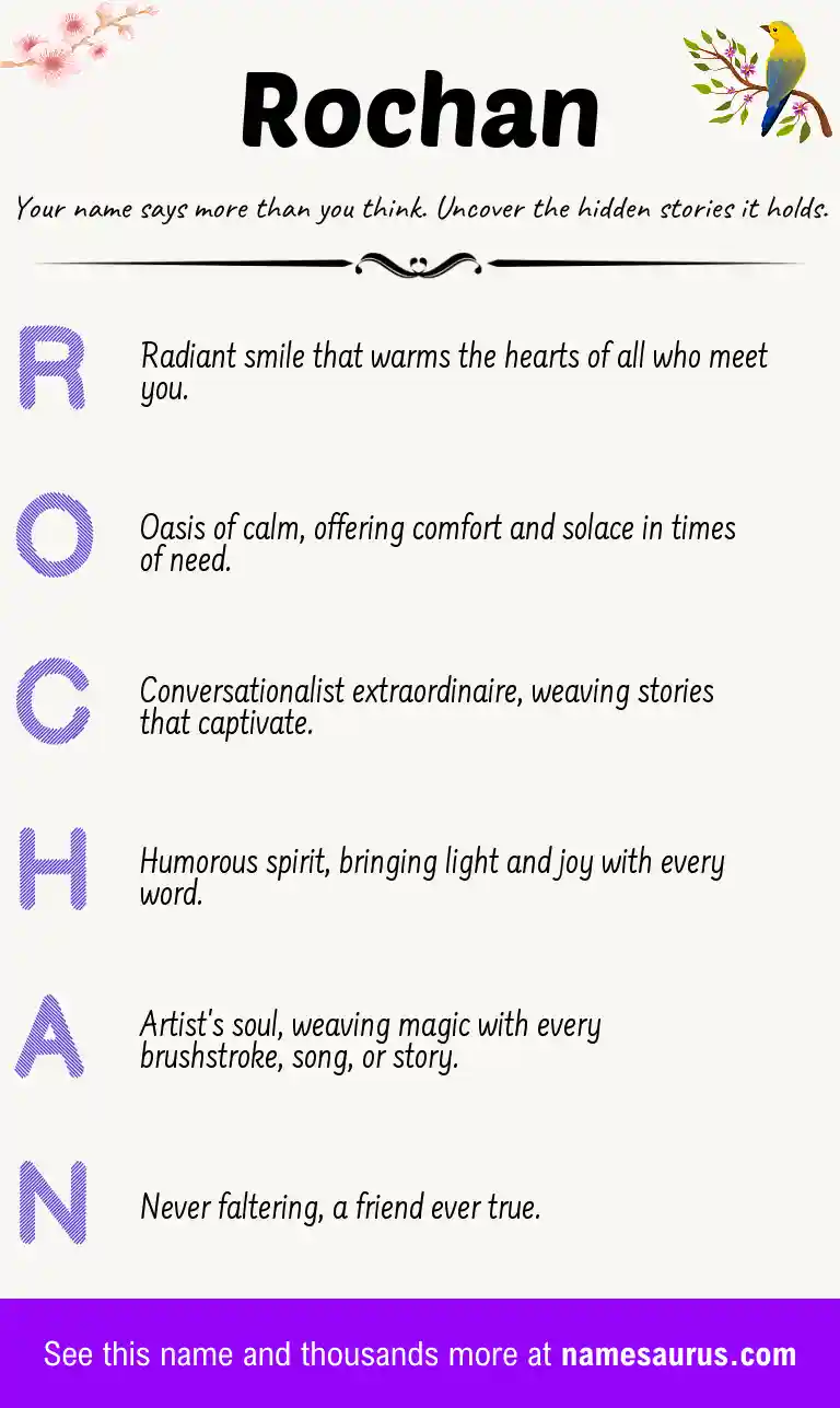 Acrostic poem about Rochan.