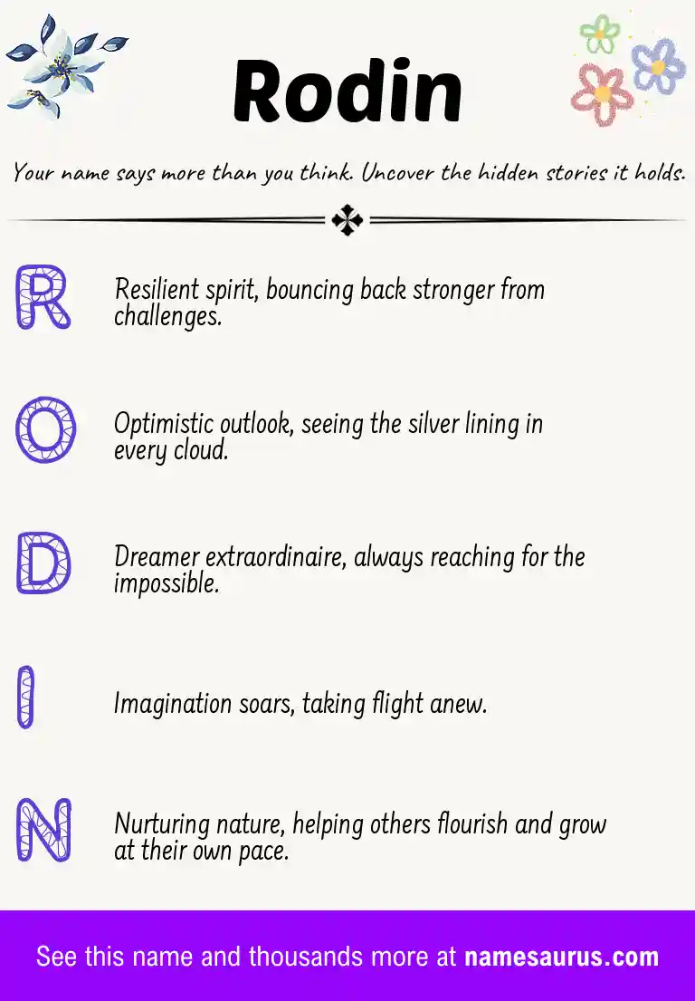 Acrostic poem about Rodin.