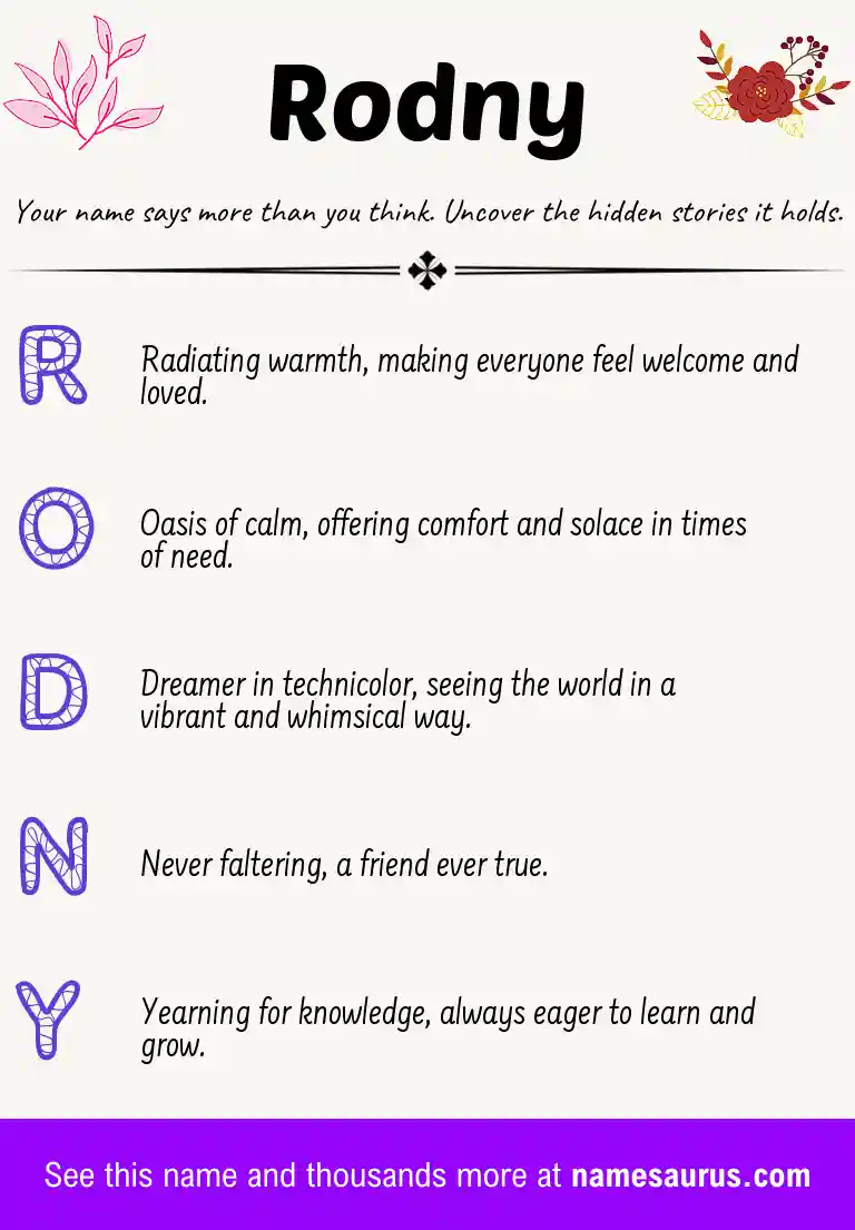 Acrostic poem about Rodny.