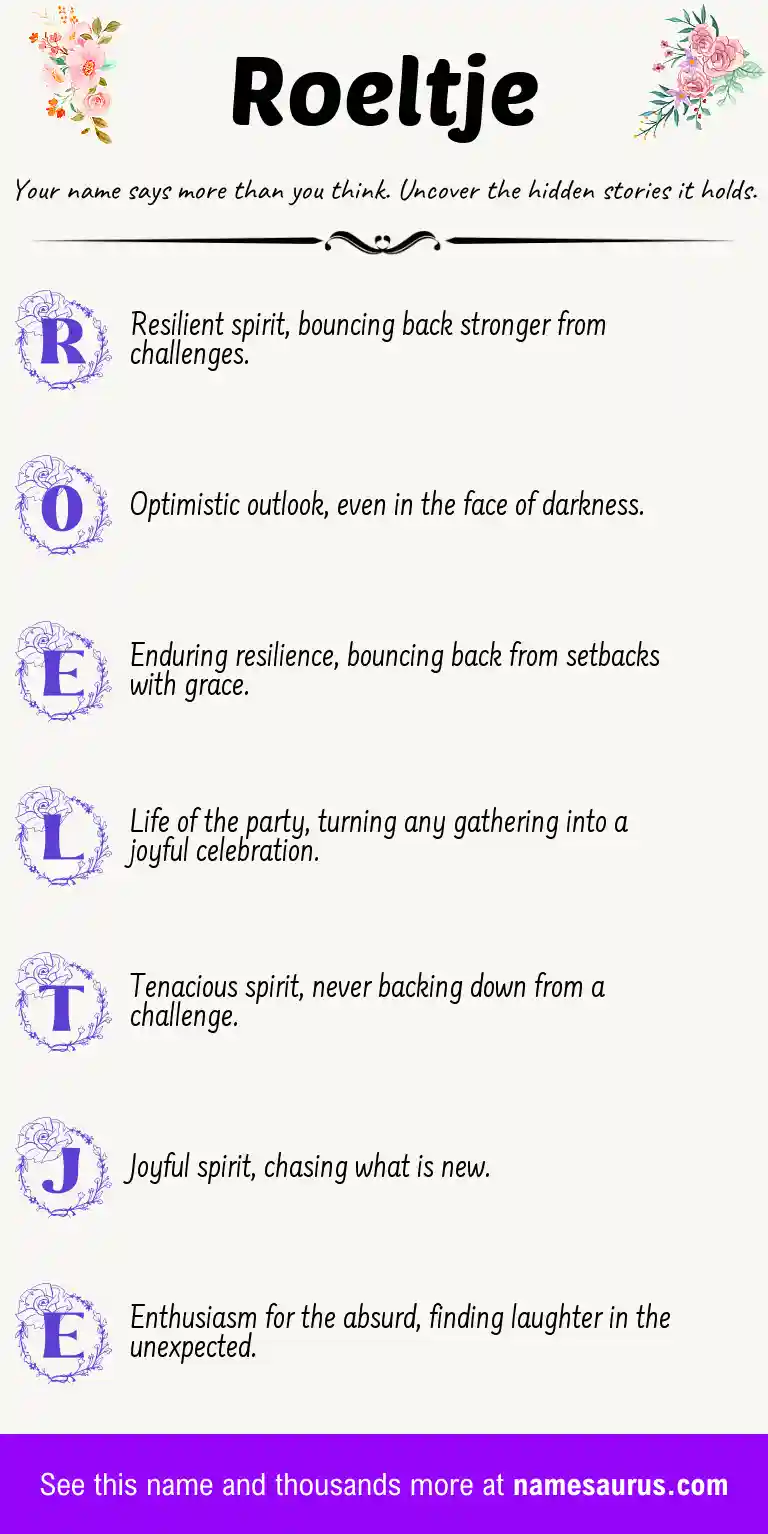 Acrostic poem about Roeltje.