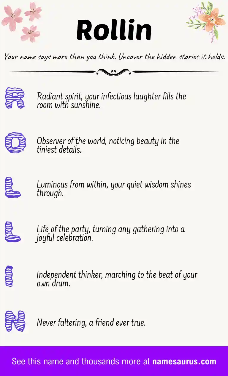 Acrostic poem about Rollin.