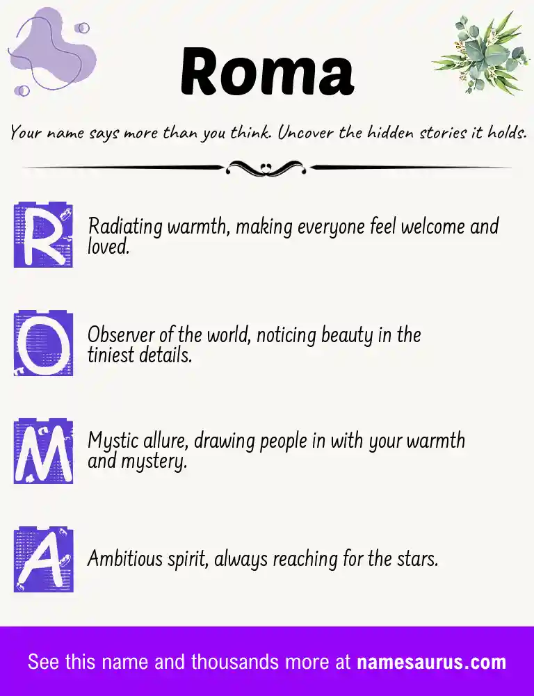 Acrostic poem about Roma.