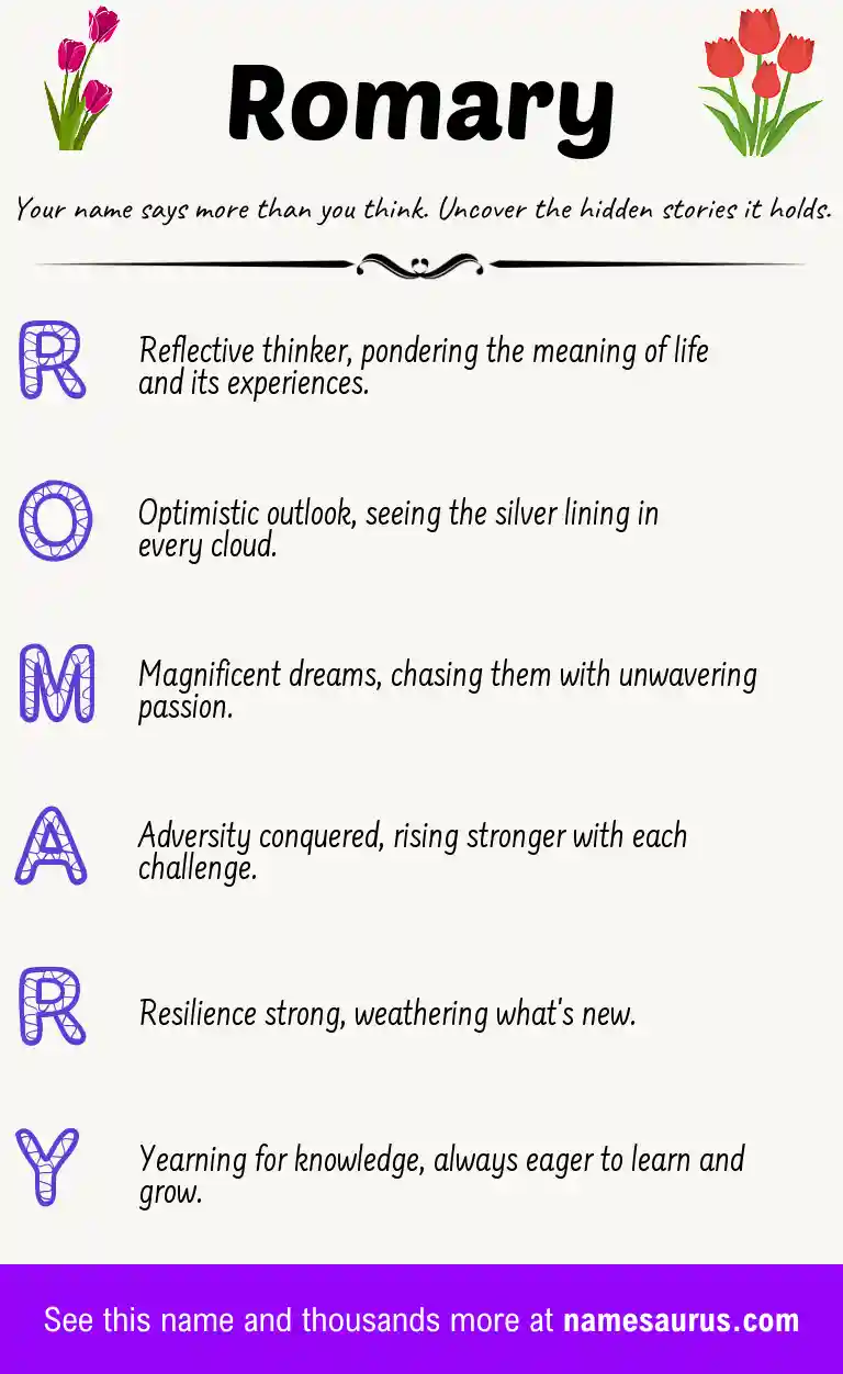 Acrostic poem about Romary.