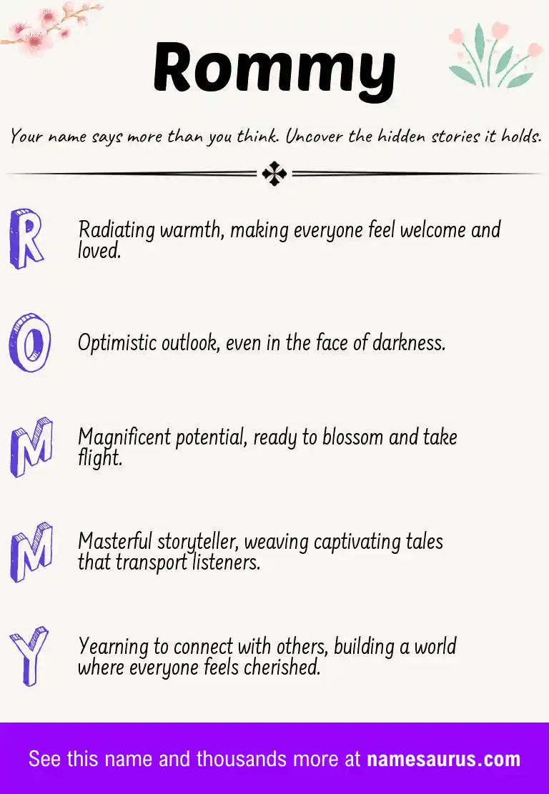 Acrostic poem about Rommy.
