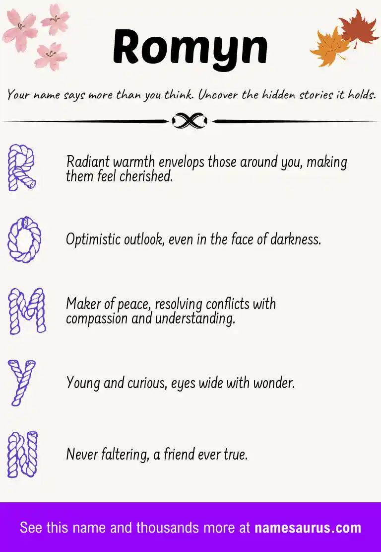 Acrostic poem about Romyn.