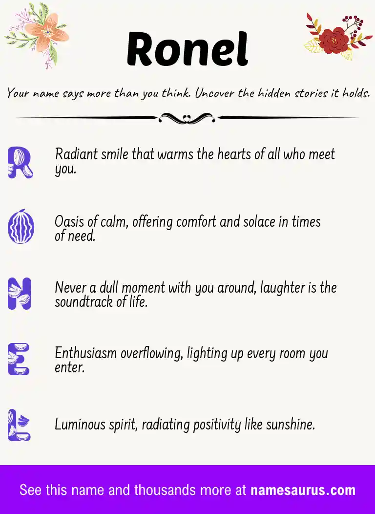 Acrostic poem about Ronel.