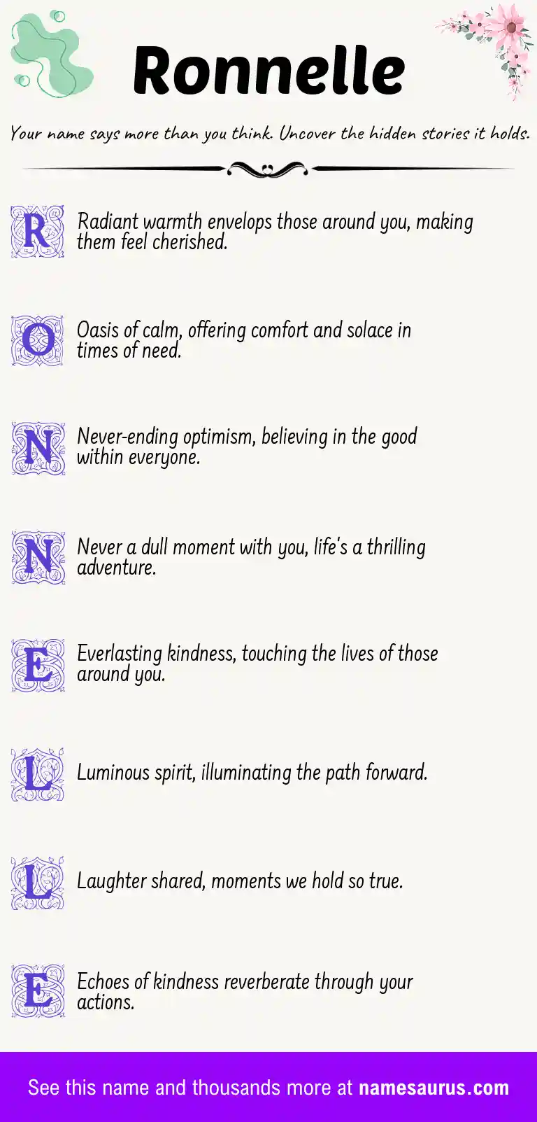 Acrostic poem about Ronnelle.