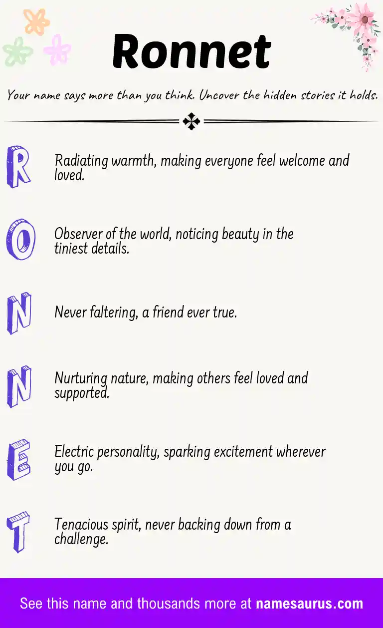 Acrostic poem about Ronnet.