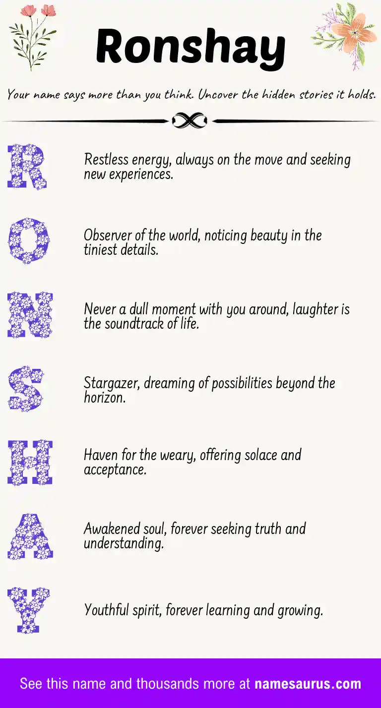 Acrostic poem about Ronshay.
