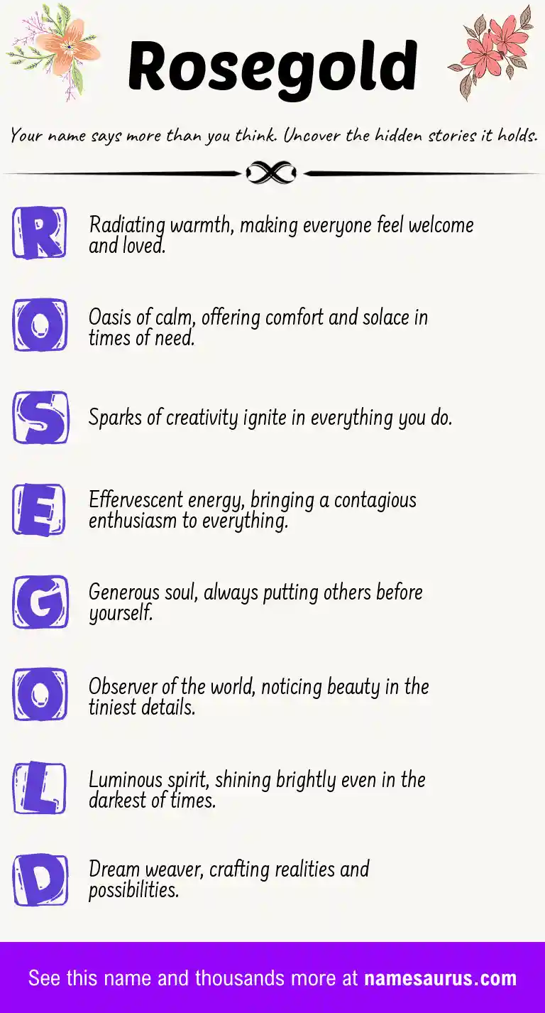 Acrostic poem about Rosegold.