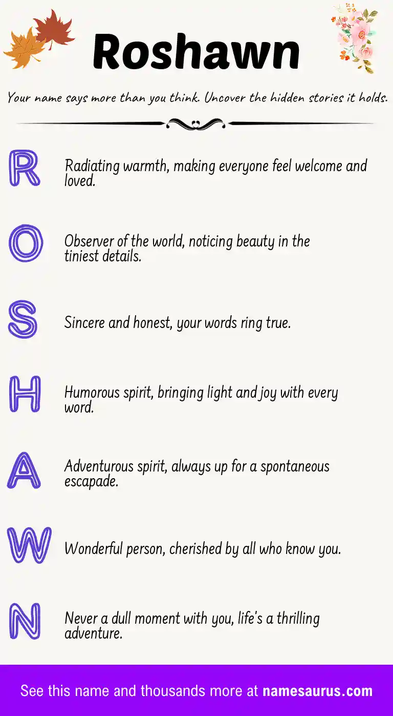 Acrostic poem about Roshawn.
