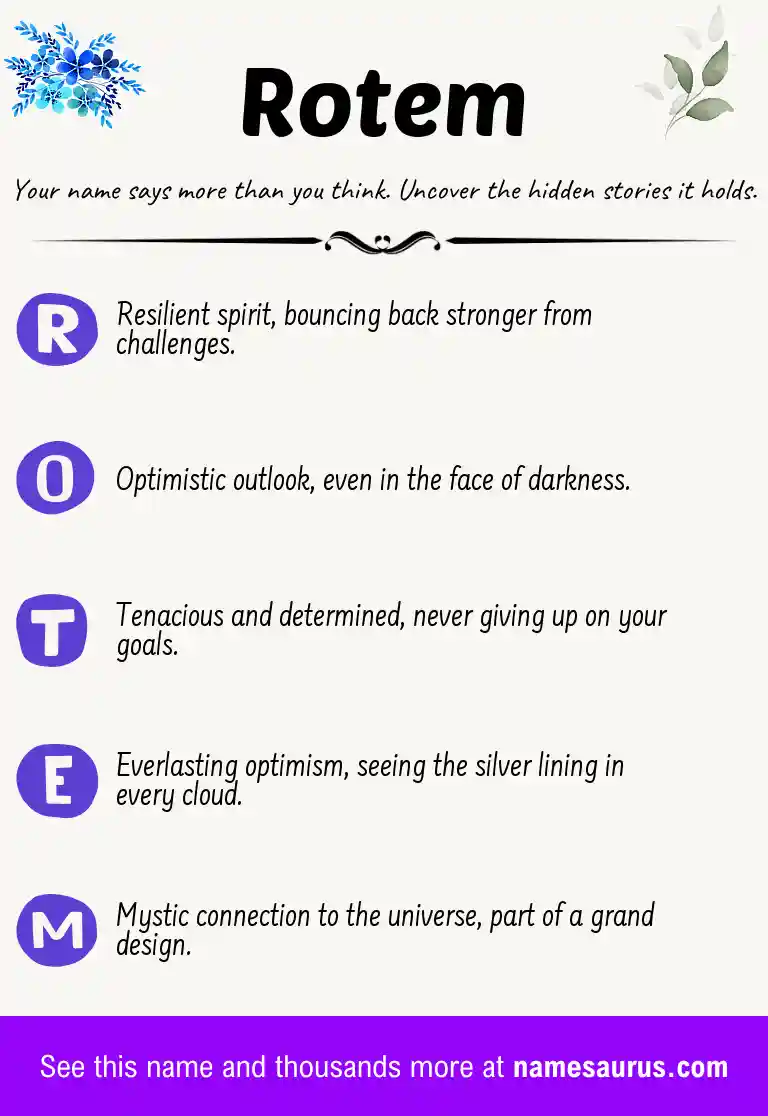 Acrostic poem about Rotem.