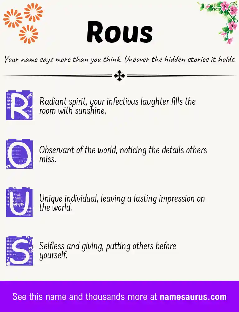 Acrostic poem about Rous.
