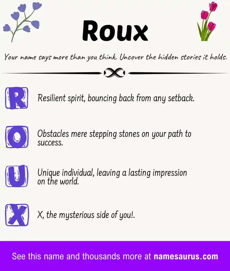 Acrostic poem about Roux.