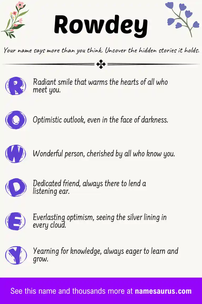 Acrostic poem about Rowdey.