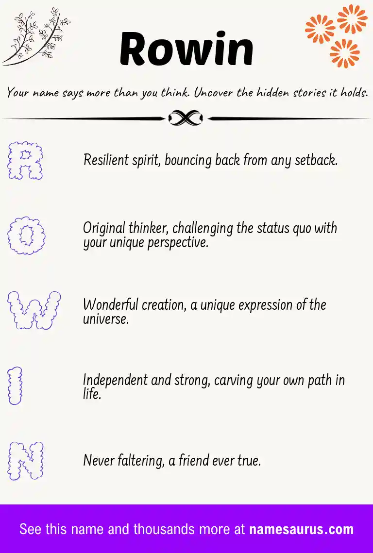 Acrostic poem about Rowin.