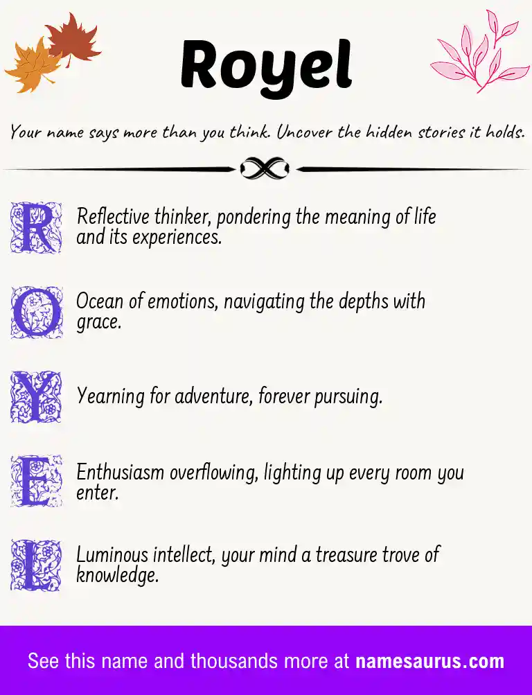 Acrostic poem about Royel.