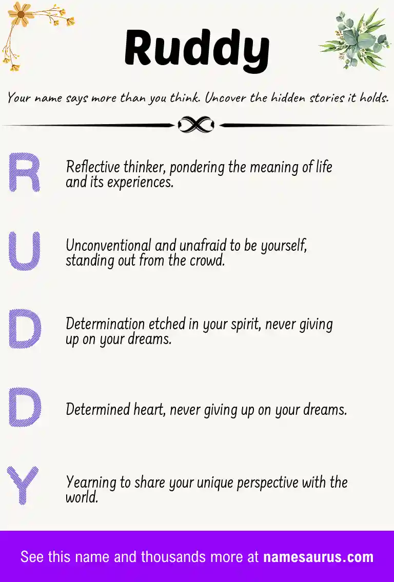 Acrostic poem about Ruddy.