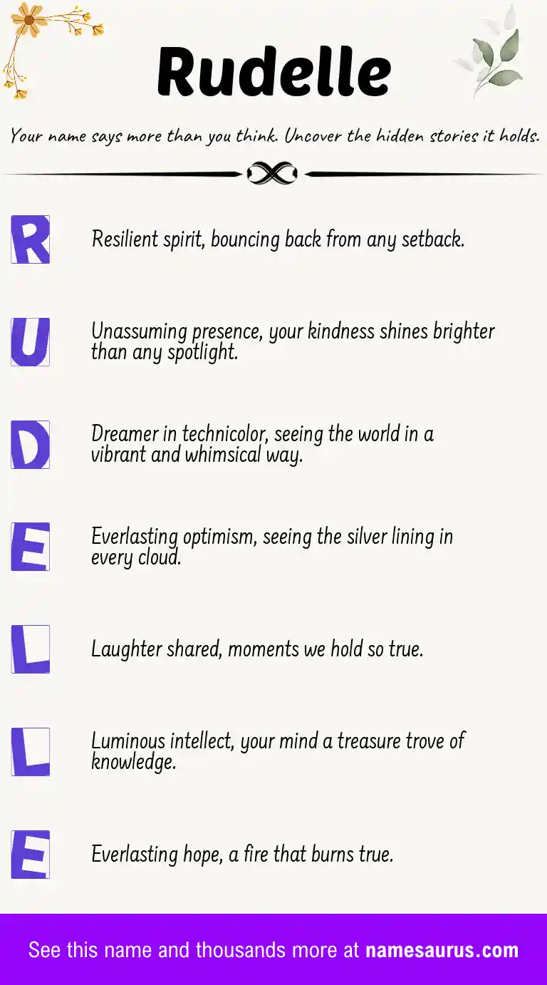 Acrostic poem about Rudelle.