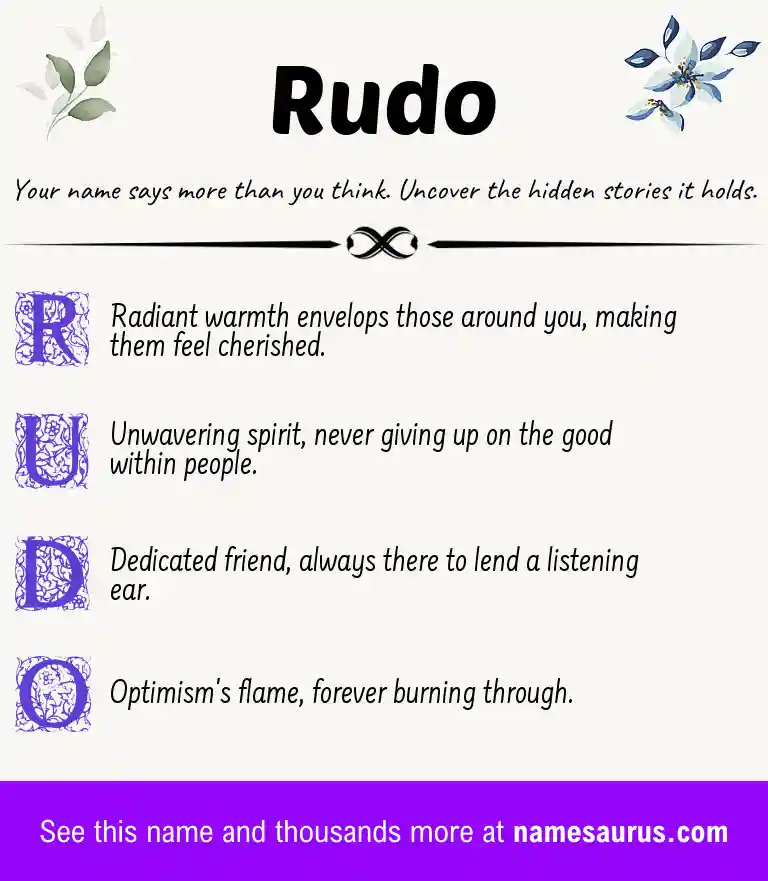 Acrostic poem about Rudo.