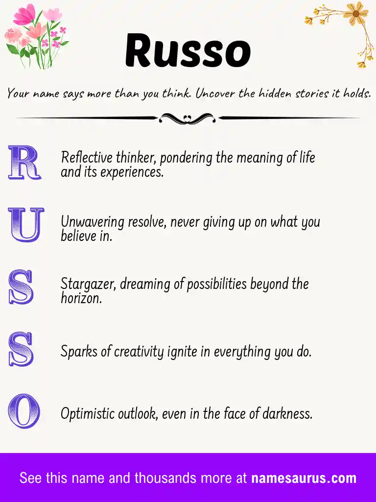 Acrostic poem about Russo.
