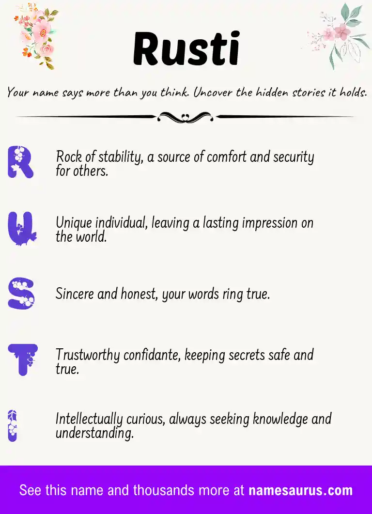 Acrostic poem about Rusti.