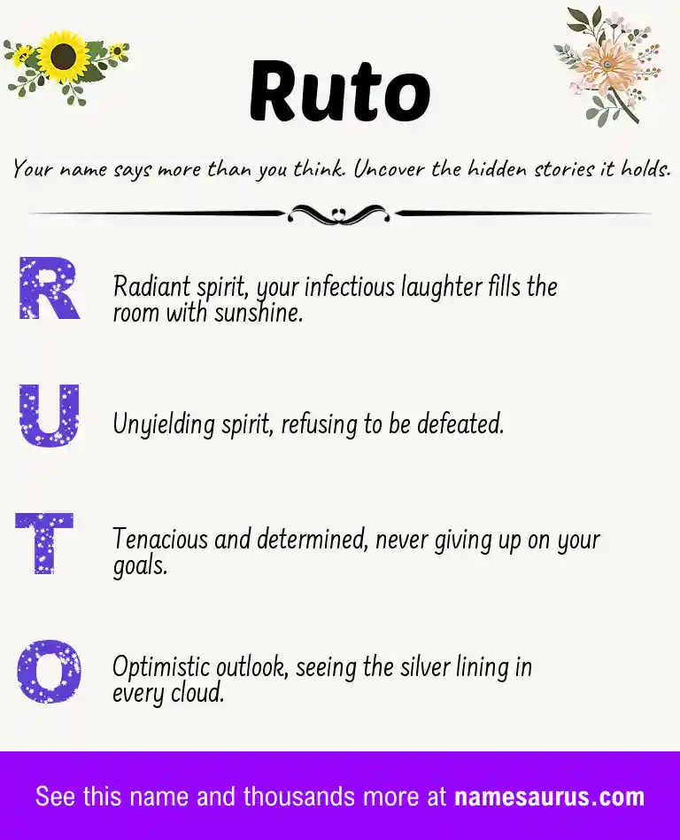 Acrostic poem about Ruto.