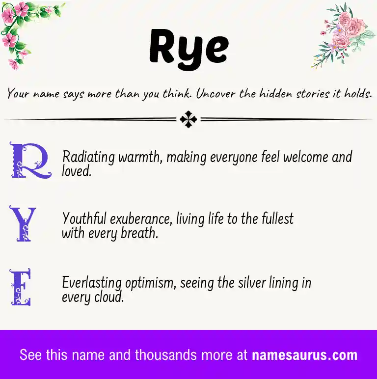 Acrostic poem about Rye.