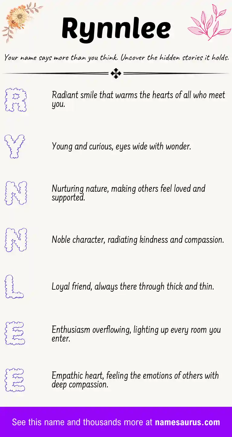 Acrostic poem about Rynnlee.
