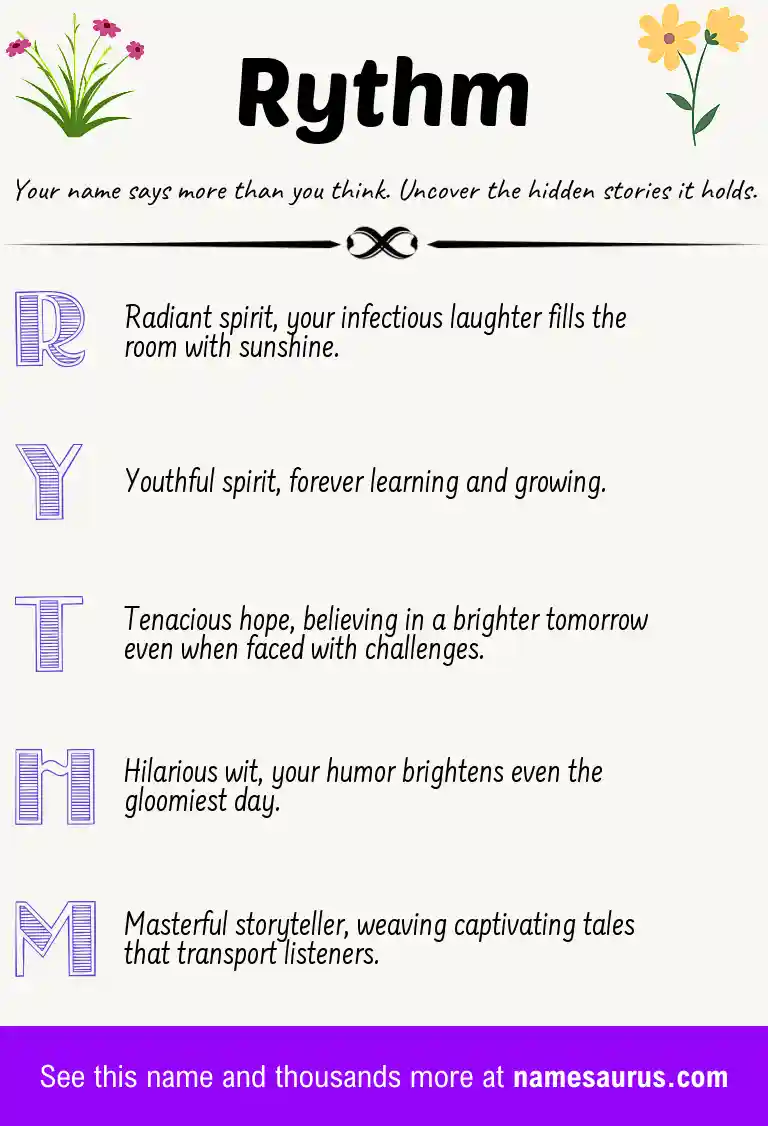 Acrostic poem about Rythm.