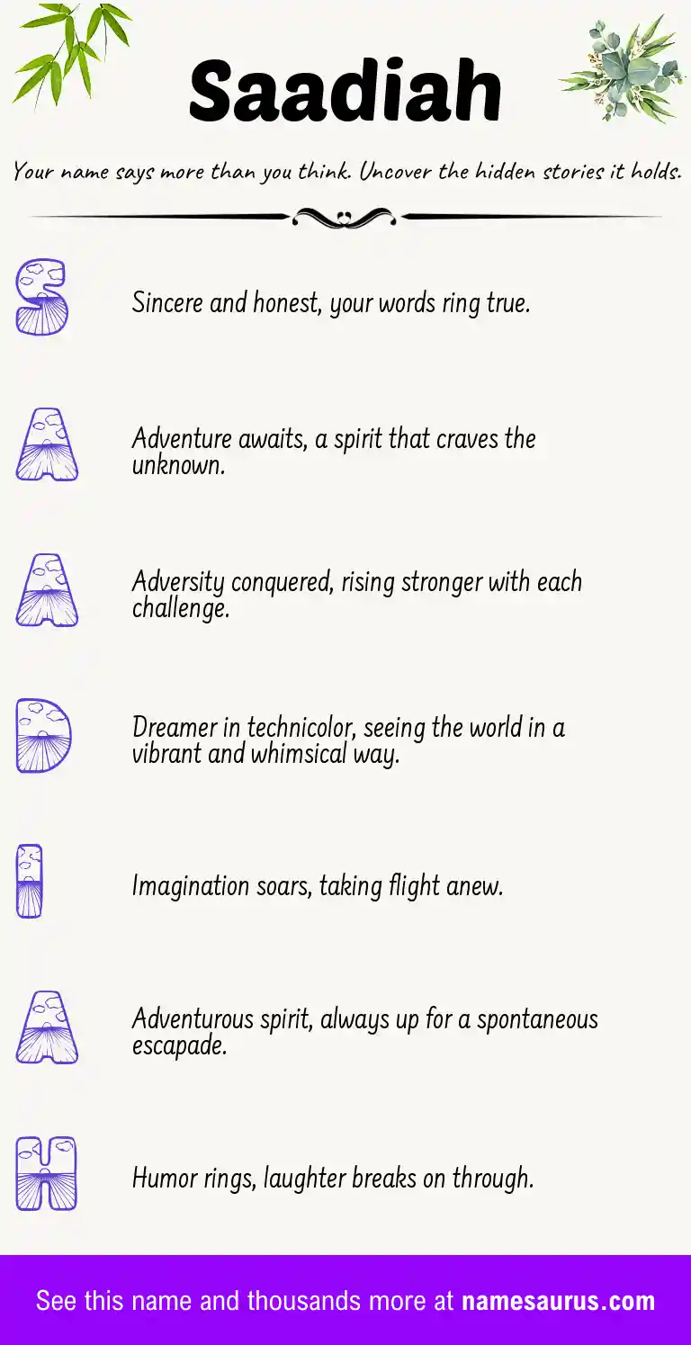 Acrostic poem about Saadiah.