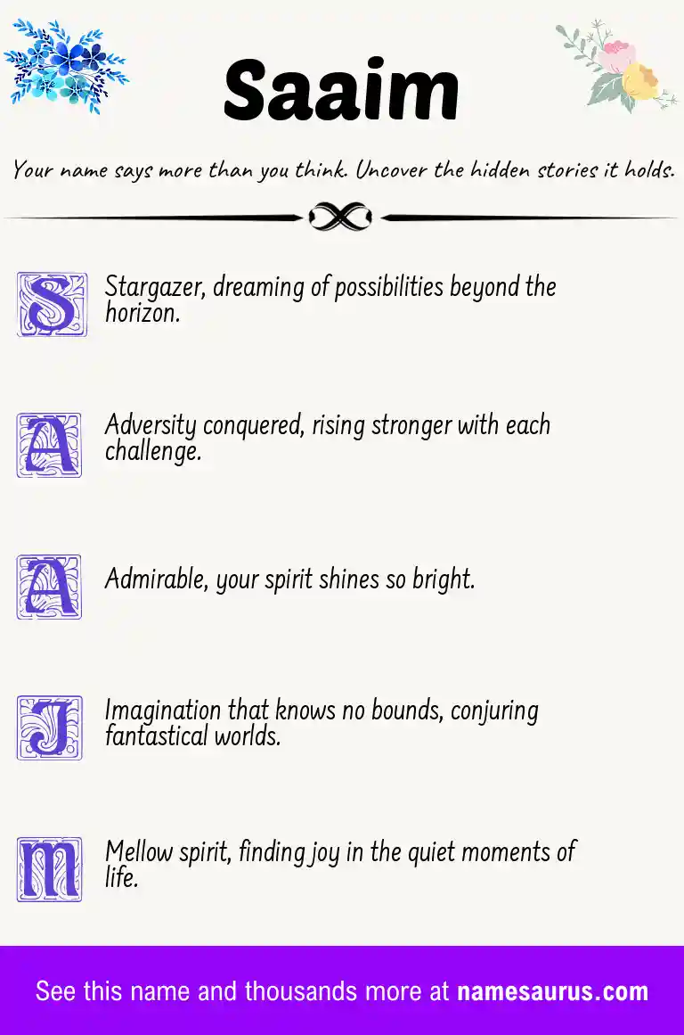Acrostic poem about Saaim.
