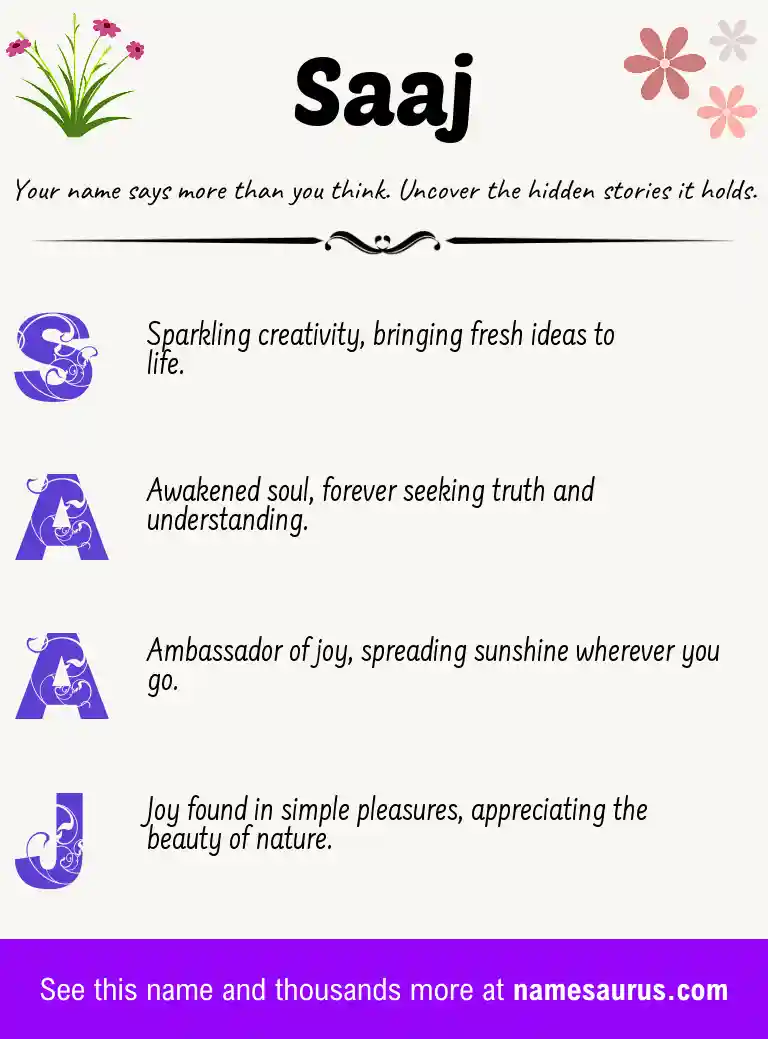 Acrostic poem about Saaj.