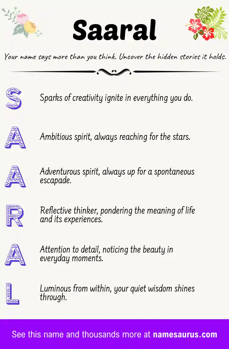 Acrostic poem about Saaral.