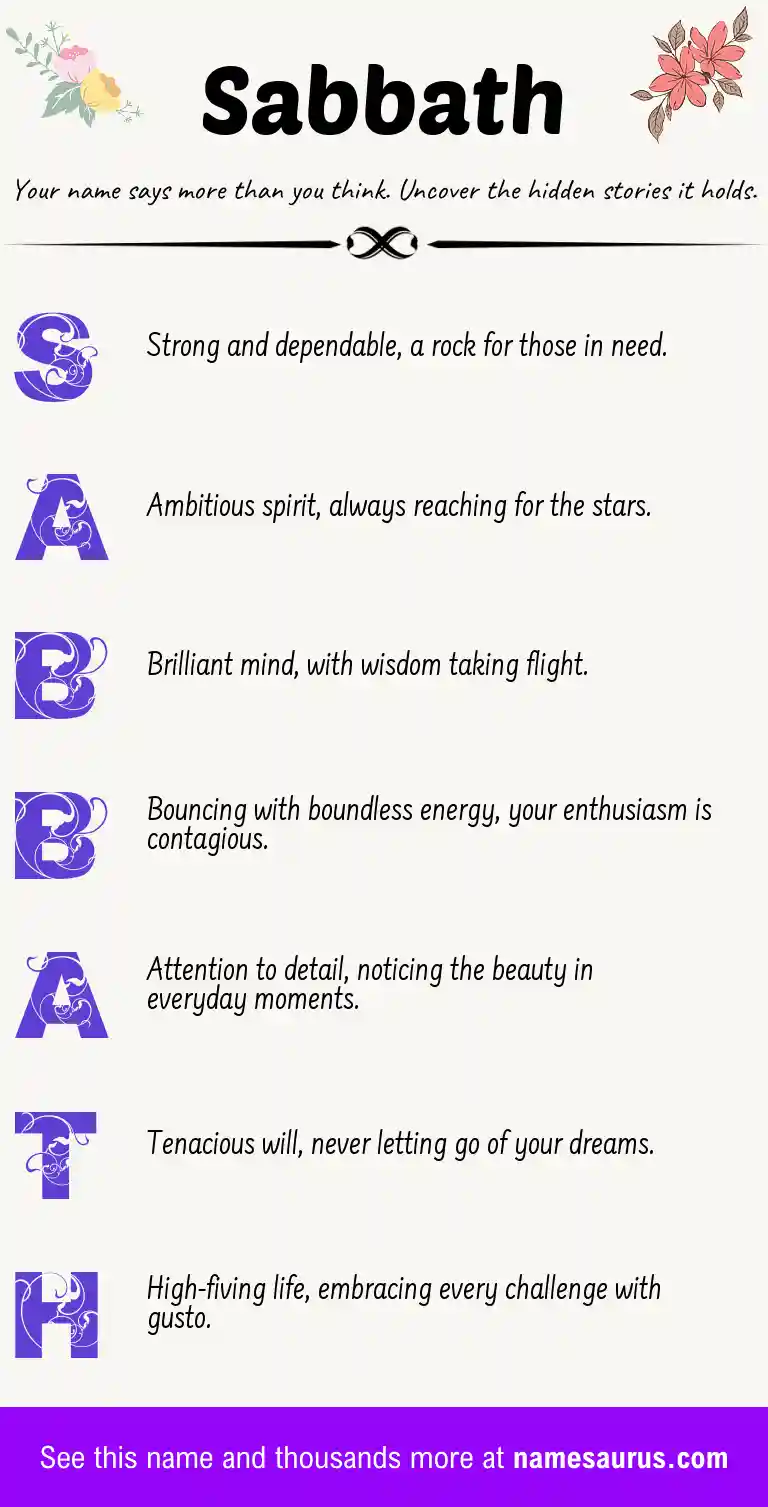 Acrostic poem about Sabbath.