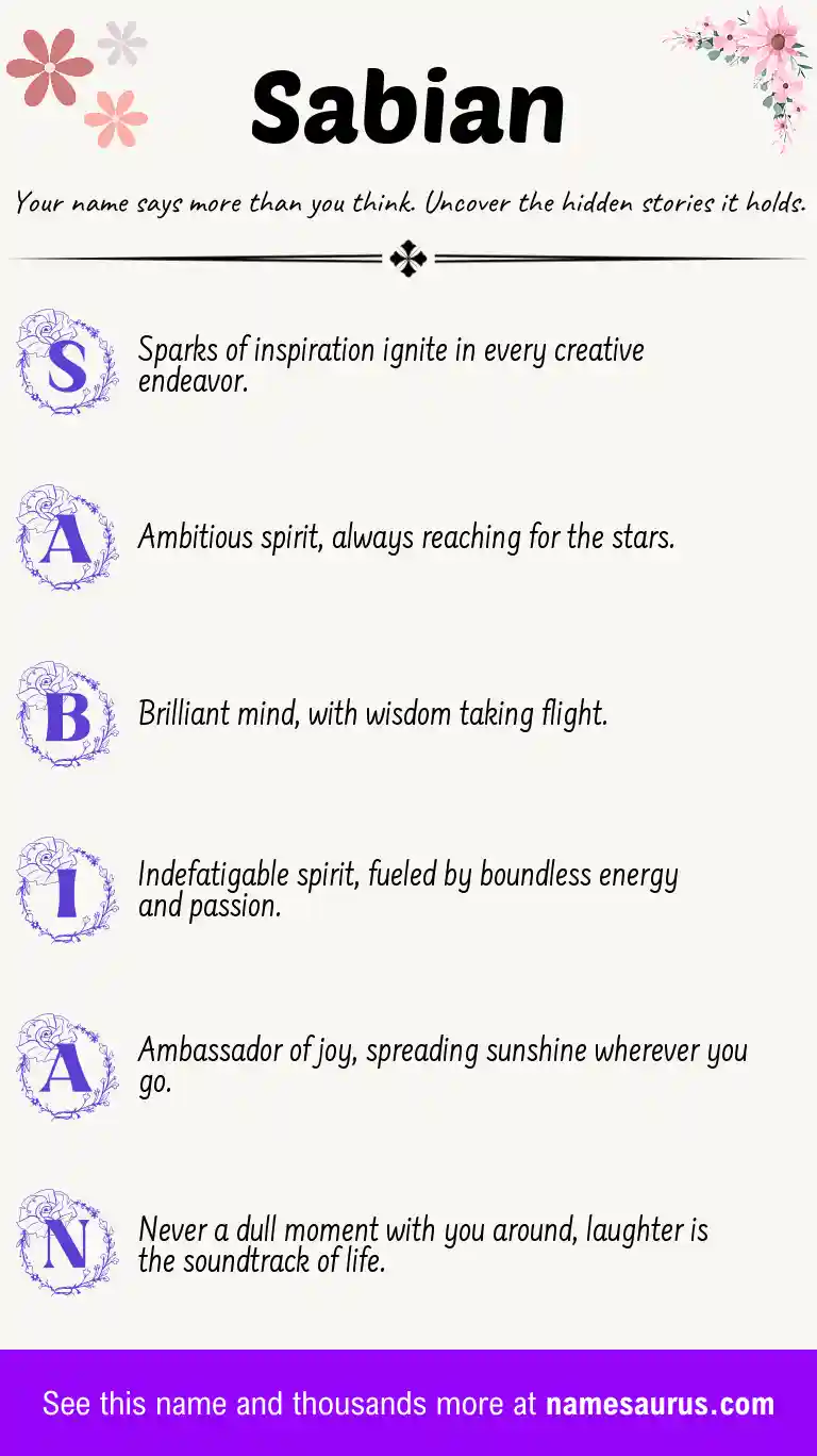 Acrostic poem about Sabian.