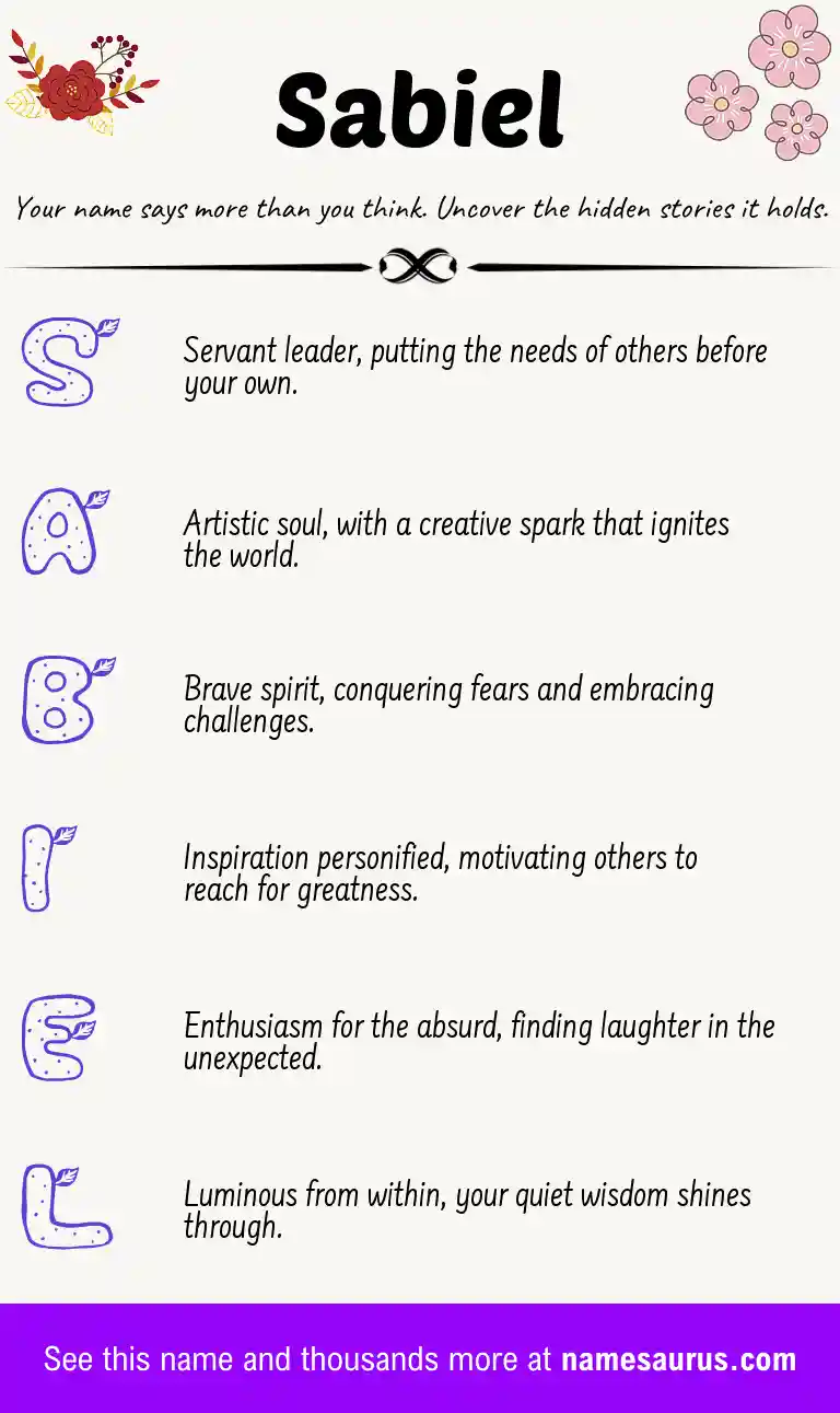 Acrostic poem about Sabiel.