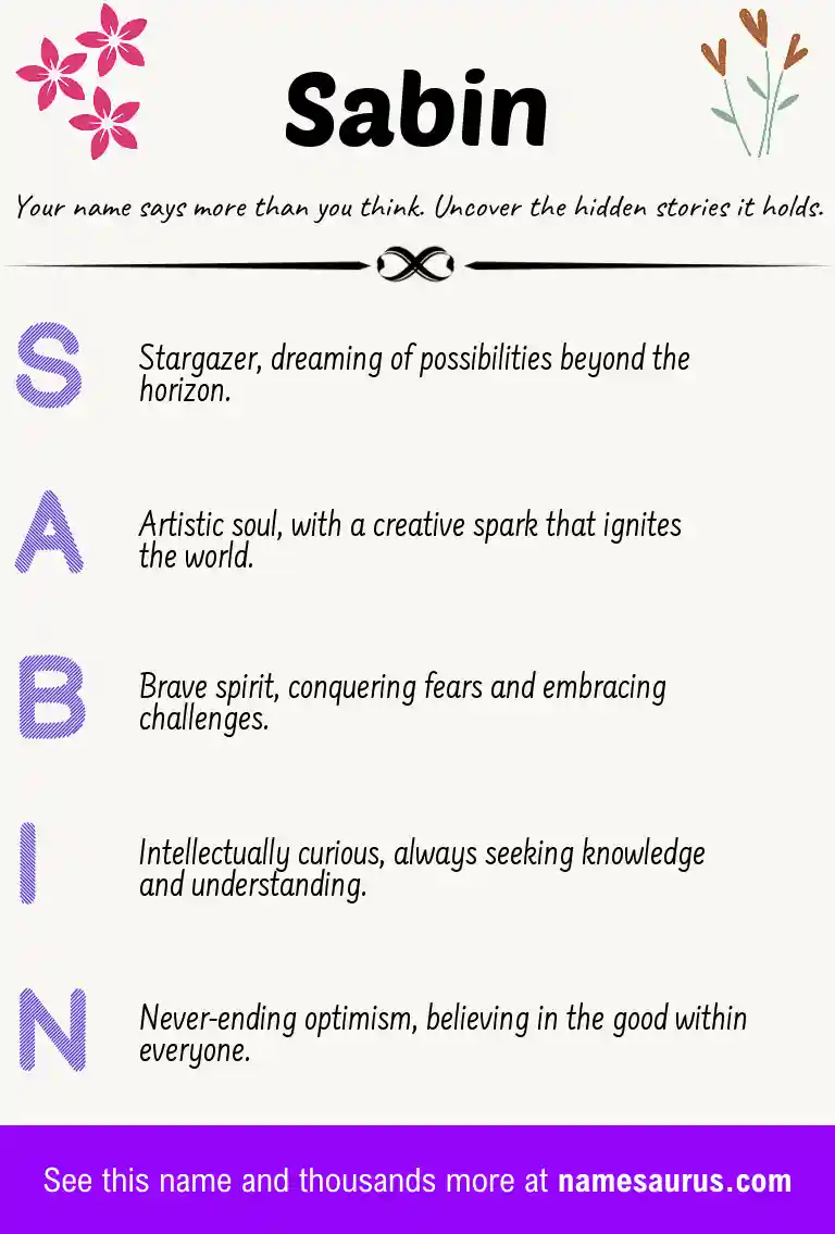 Acrostic poem about Sabin.