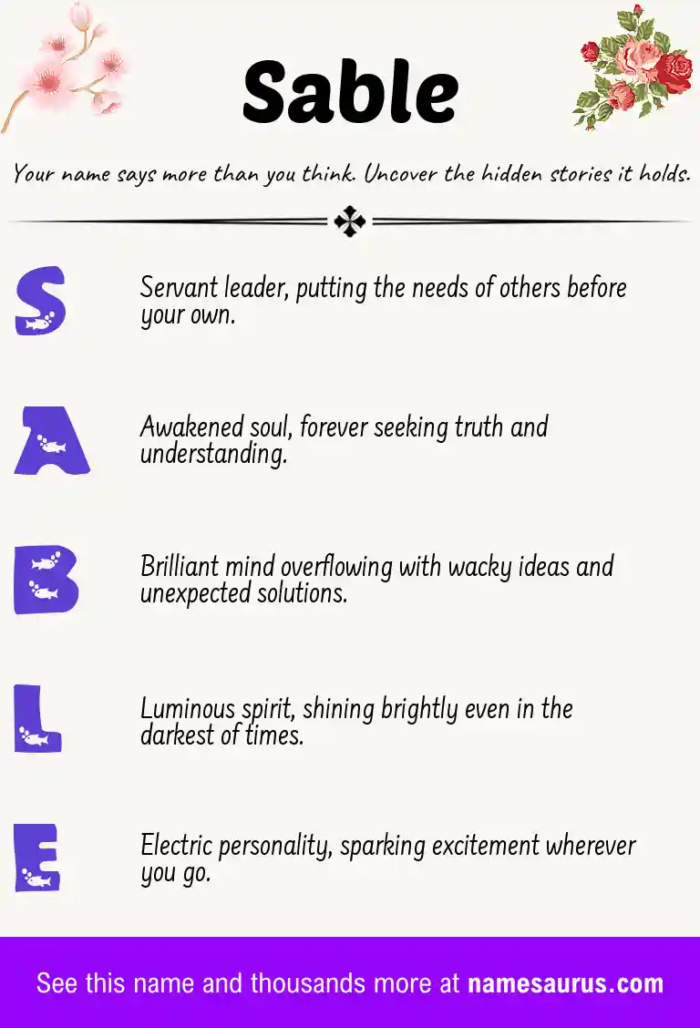 Acrostic poem about Sable.